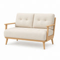 2-Sitzer Sofa Beige Polyester Gummibaum-Massivholz Rechteckig 130 x 76 x 82 cm