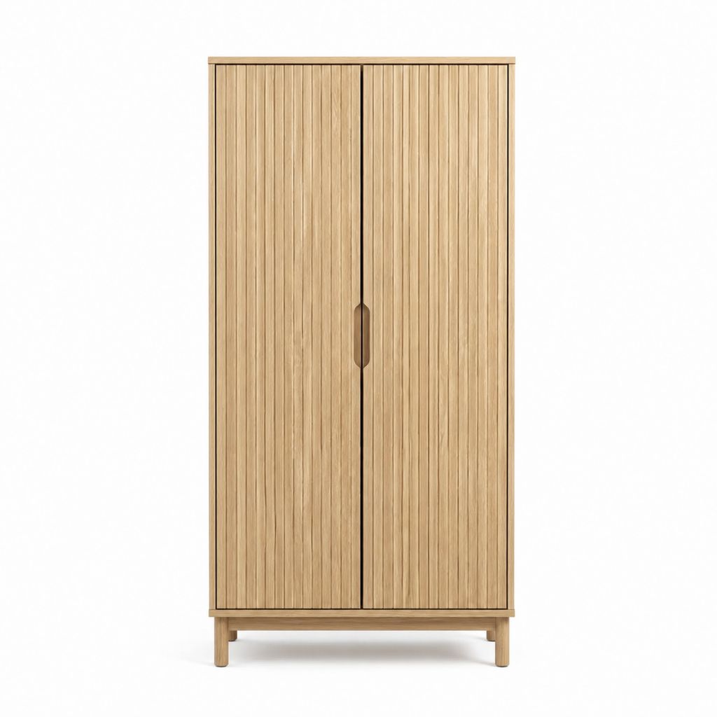 Kleiderschrank mit 2 Türen Eichenfurnier rechteckig 100 x 55 x 200 cm Natur