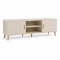 TV Lowboard Beige mit Riffeloptik aus Spanplatte und MDF 160 x 40 x 60 cm