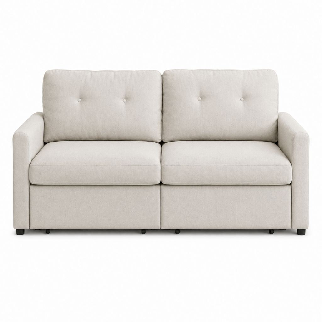 2-Sitzer Sofa Beige Polyester Rechteckig 160 x 86 x 85 cm