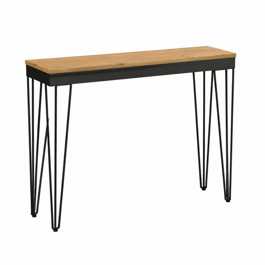 Konsolentisch rechteckig Eichenoptik Schwarz MDF Stahl 120 x 40 x 75 cm