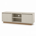 TV-Lowboard Cremeweiß MDF Rechteckig mit 2 Schiebetüren 160 x 40 x 60 cm