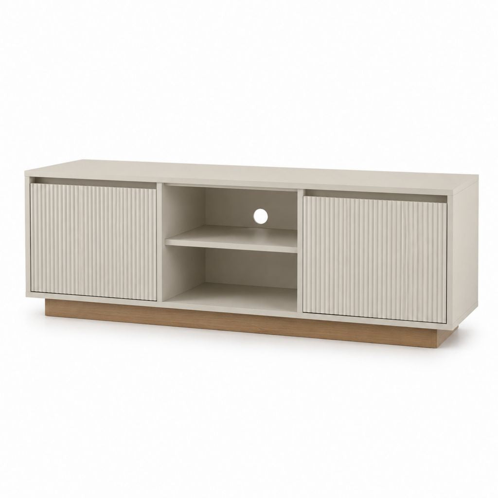 TV-Lowboard Cremeweiß MDF Rechteckig mit 2 Schiebetüren 160 x 40 x 60 cm