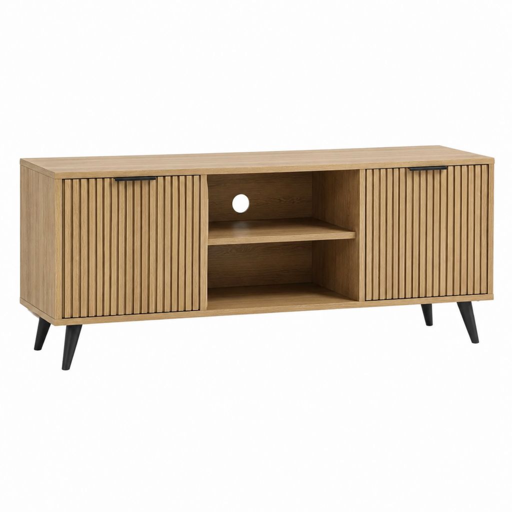TV-Lowboard Eichenholzdekor Holzwerkstoff rechteckig 140 x 40 x 60 cm