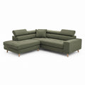 Ecksofa mit Recamiere Olivgrün Polyester 250 x 160 x 85 cm