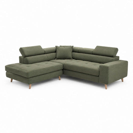 Ecksofa mit Recamiere Olivgrün Polyester 250 x 160 x 85 cm