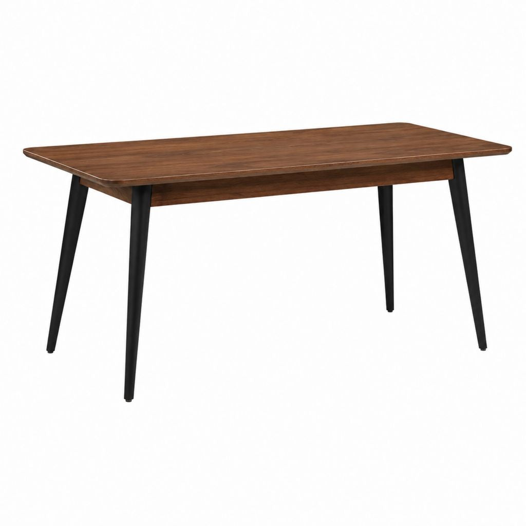 Esstisch rechteckig Walnussbraun MDF mit Stahlbeinen Schwarz 120 x 70 x 75 cm