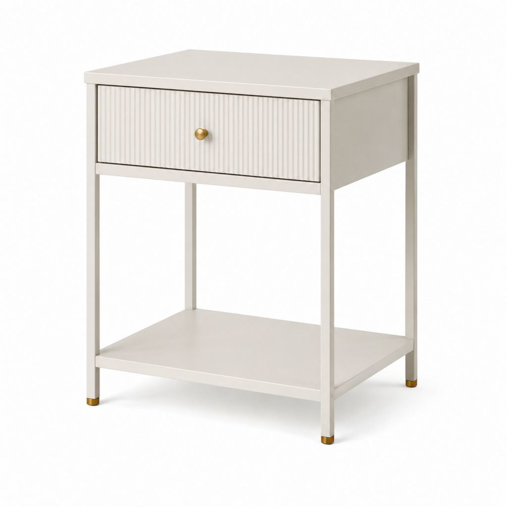 Nachttisch Weiß aus MDF rechteckig mit Schublade und Ablage 45 x 35 x 60 cm