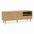 TV Lowboard Naturbraun MDF Rattan rechteckig 160 x 40 x 75 cm