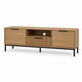 TV-Lowboard Eiche MDF rechteckig mit 3 Türen Kabeldurchlass 180 x 40 x 60 cm